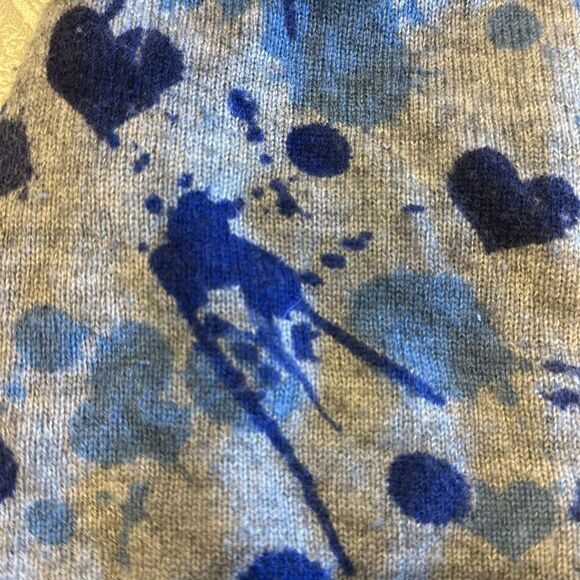 Autumn Cashmere Kids Girls Grey with Blue Splatter Beanie Hat - Picture 2 of 6